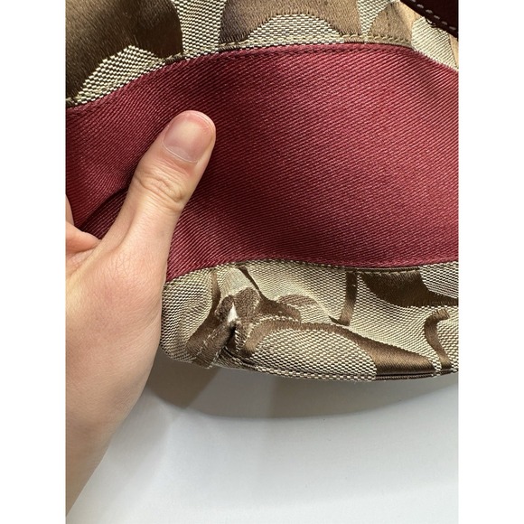 Vintage Coach Burgundy Monogram Tote Purse Brown And Red - Picture 12 of 13